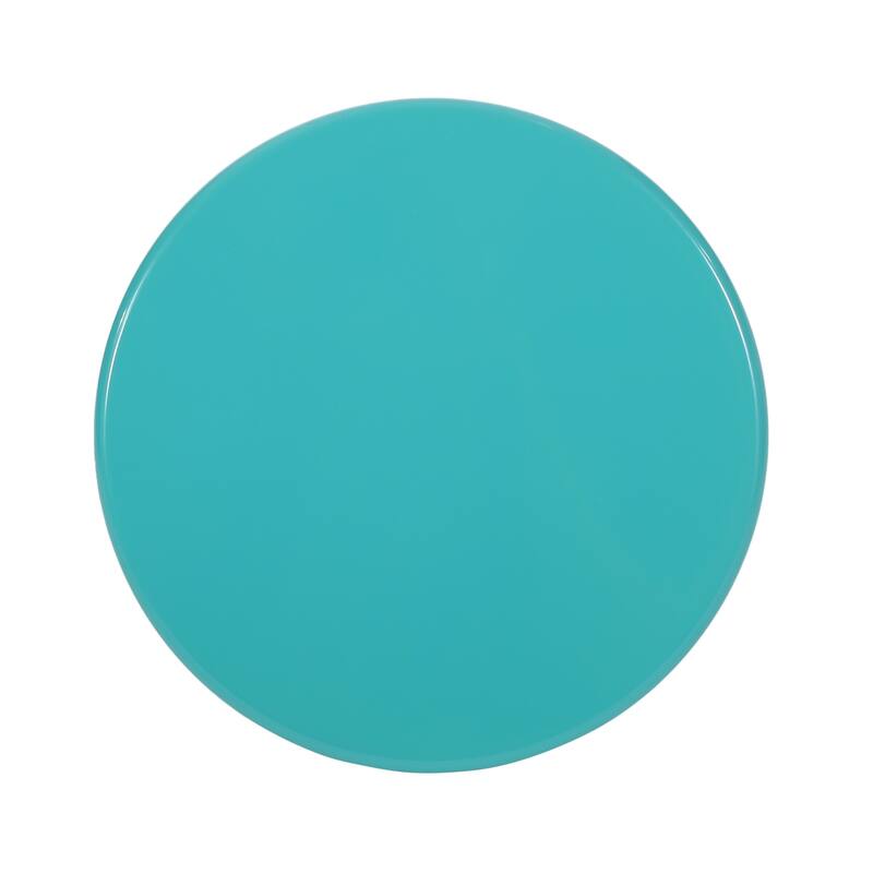 Mio Patio Side End Table Set of 2, Teal Blue Iron Flared Pedestal Base