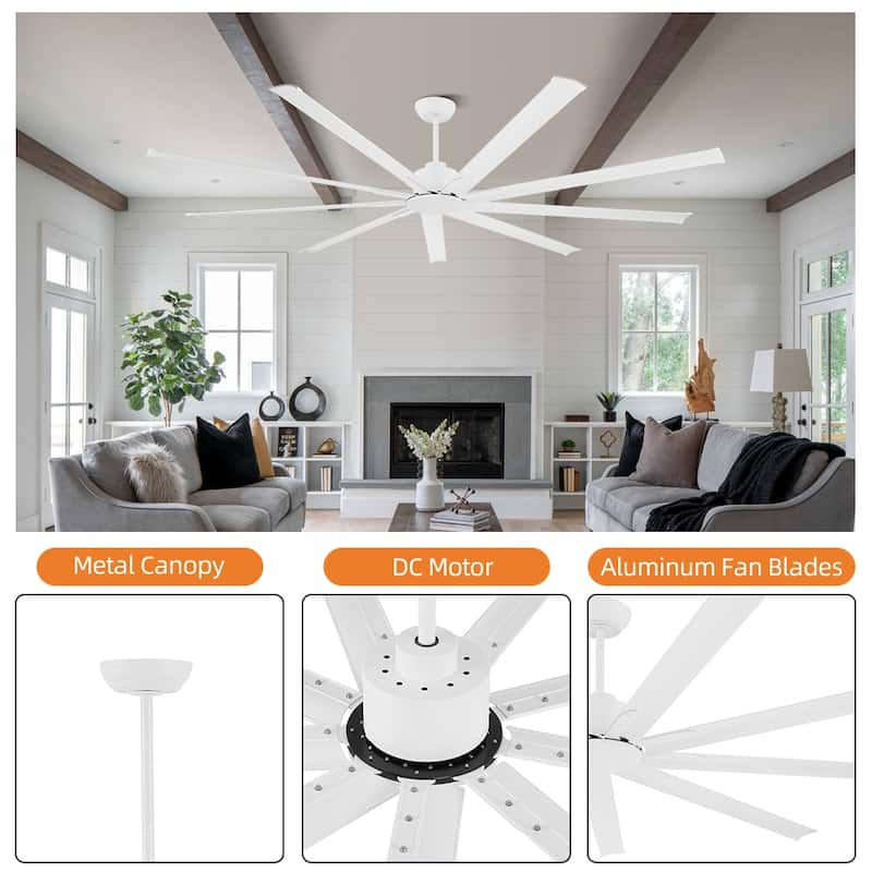84 in. 96 in. 9 aluminium blades DC Motor Indoor Ceiling Fan & Remote