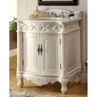 27" Benton Collection Hayman Victorian White Bathroom Vanity