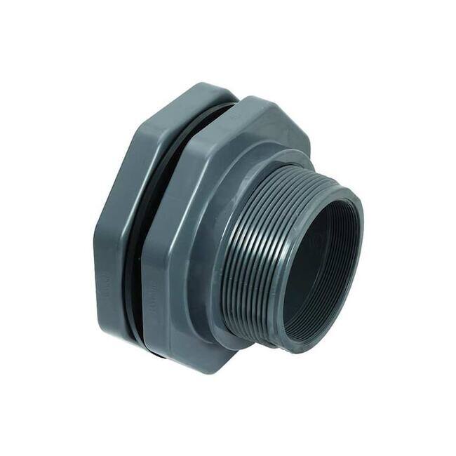 Hayward Flow Control Bulkhead Tank Fitting,EPDM,3 7/8"L,PVC BFA1010SES - 1 Each