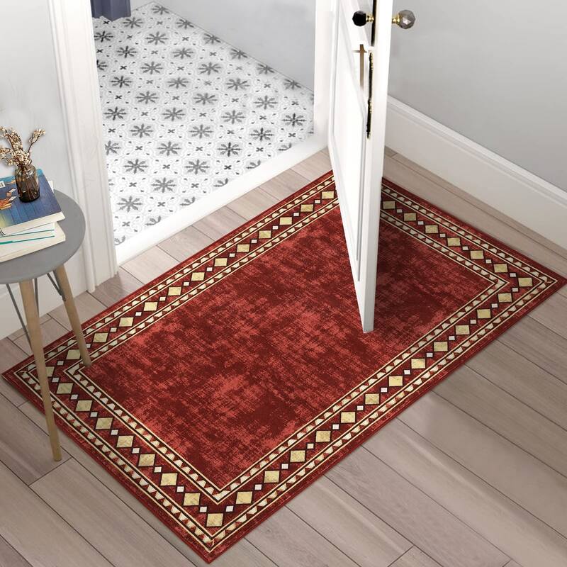 Garvee Machine Washable Rug Modern Bordered Area Rugs