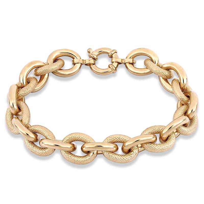 Miadora Yellow Plated Sterling Silver Oval Link Bracelet
