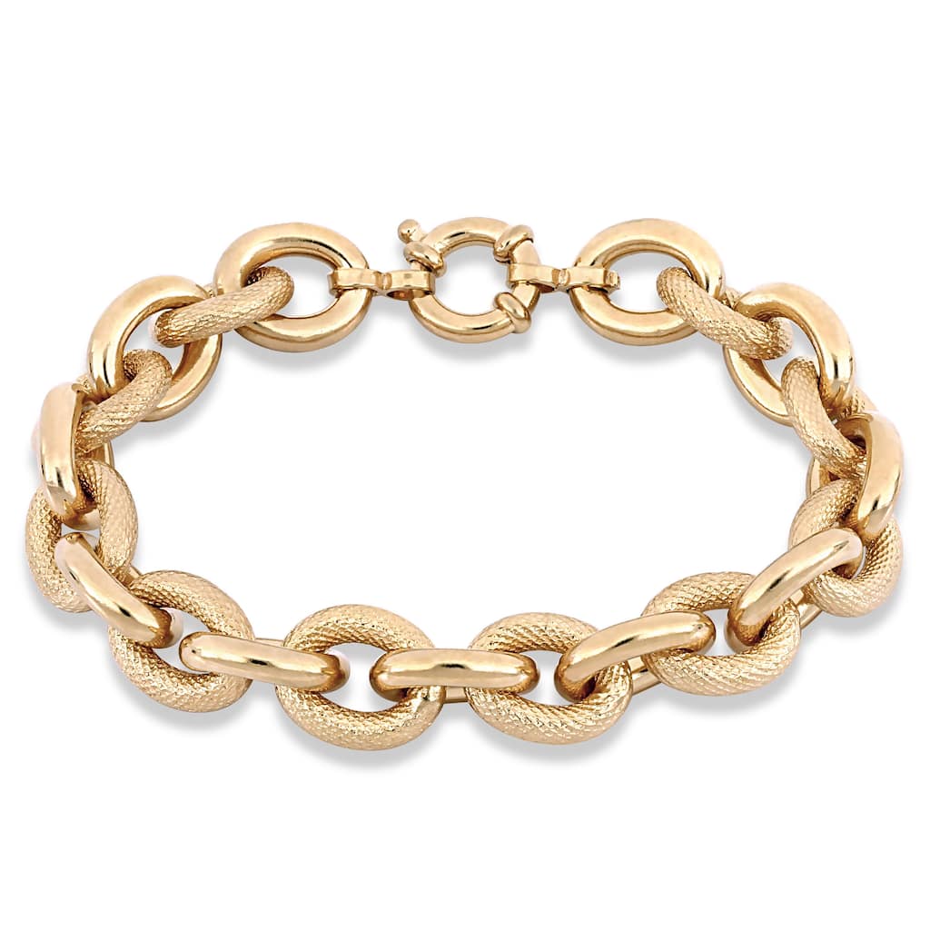Miadora Yellow Plated Sterling Silver Oval Link Bracelet