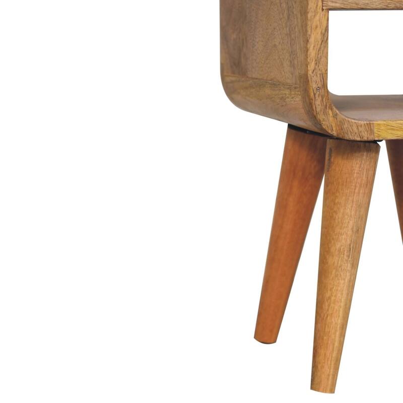 Artisan Furniture Solid Wood Extra Mini Oak-ish Curve Lower Bedside, Light Brown, 1 Drawer,1 Shelf