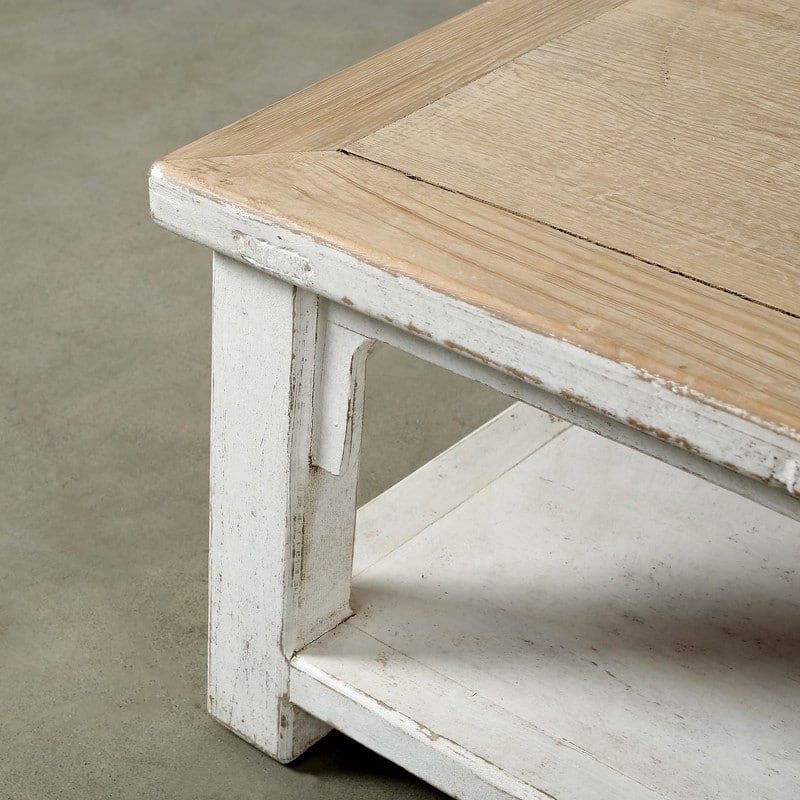Artissance Amalfi Large Wooden Coffee Table, 67 Inch Wide,Off white - 67"W x 43"L x 18"H