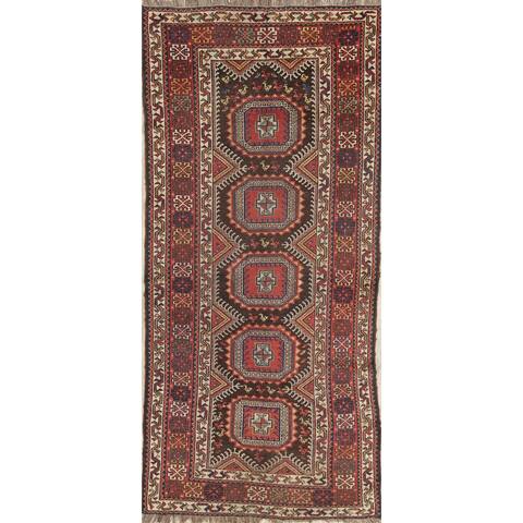 Pre-1900 Qashqai Persian Antique Runner Rug Hand-knotted Wool Carpet - 3'9" x 8'1"