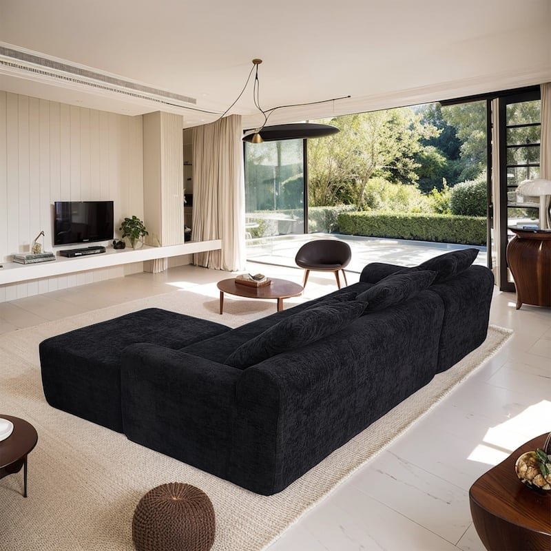 111.2" Modern Modular Velvet L-Shaped Sectional Sofa with Adjustable Configurations