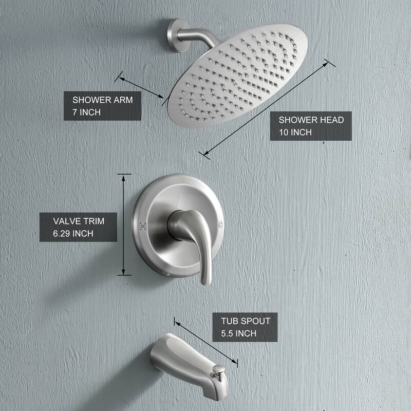 10 in. Wall Mounted Single-Handle 2-Spray Round Tub and Shower Faucet