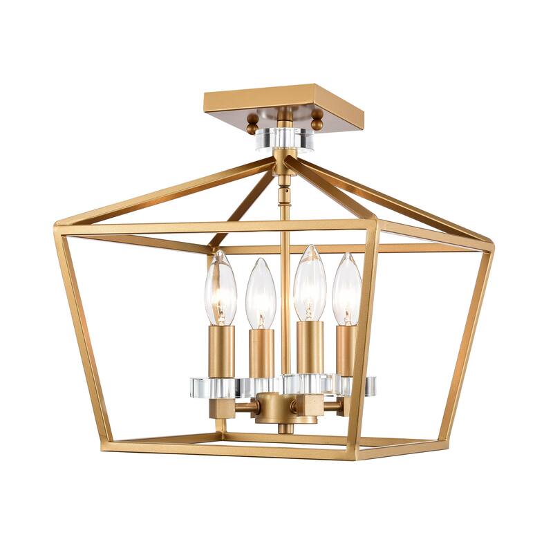Jimmi Matte Gold 4-Light Metal Open Cage Semi-Flush Mount