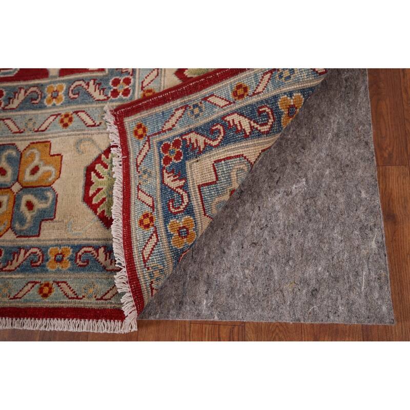 Geometric Red Kazak Area Rug Handmade Oriental Wool Carpet - 6'8" x 9'9"