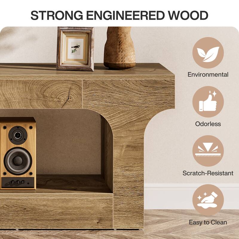 63 Inch Long TV Stand for 55/60/65/75-Inch TVs, 2-tier TV Console - 13.77" D x 63" W x 20.47" H