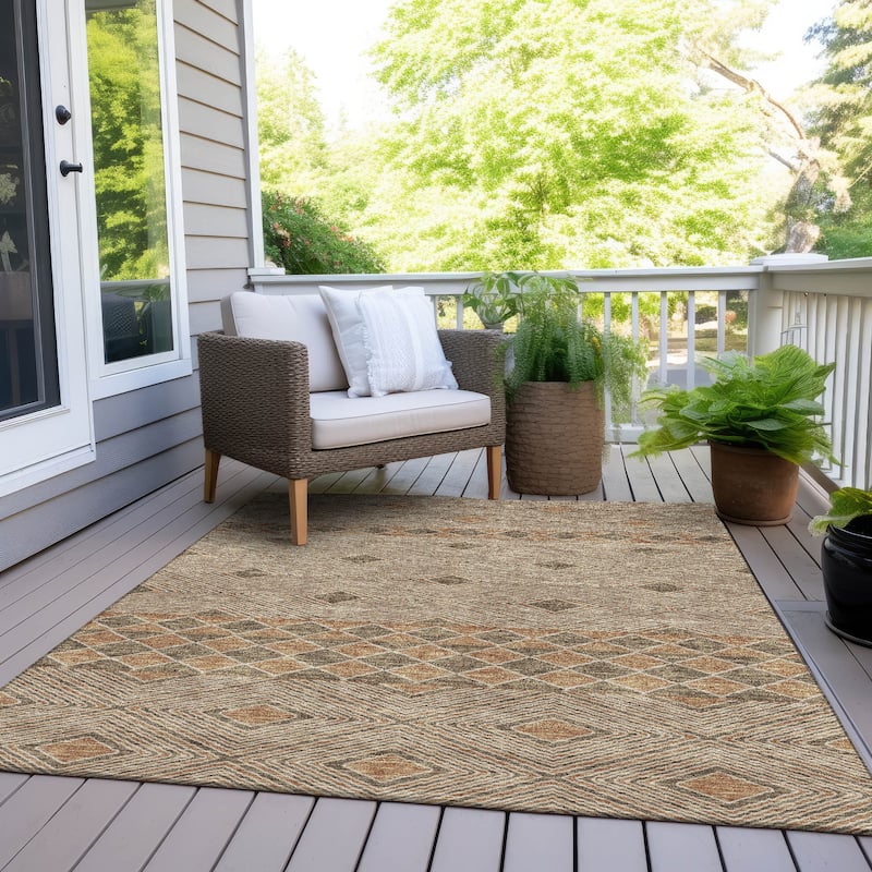 Machine Washable Indoor/ Outdoor Chantille Boho Moroccan Rug - Brown - 10' x 14'