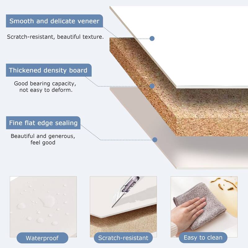 Javlergo Tall 7-Tier Adjustable Corner Bookcase with Drawer MDF Storage Shelf for Living Room Bedroom Kitchen and Entryway