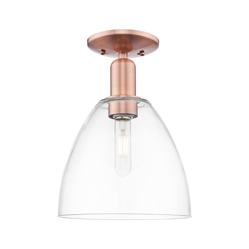 Innovations Lighting 716-1C-13-9 Bristol Semi-Flush Bristol 9" Wide - Antique Copper / Clear