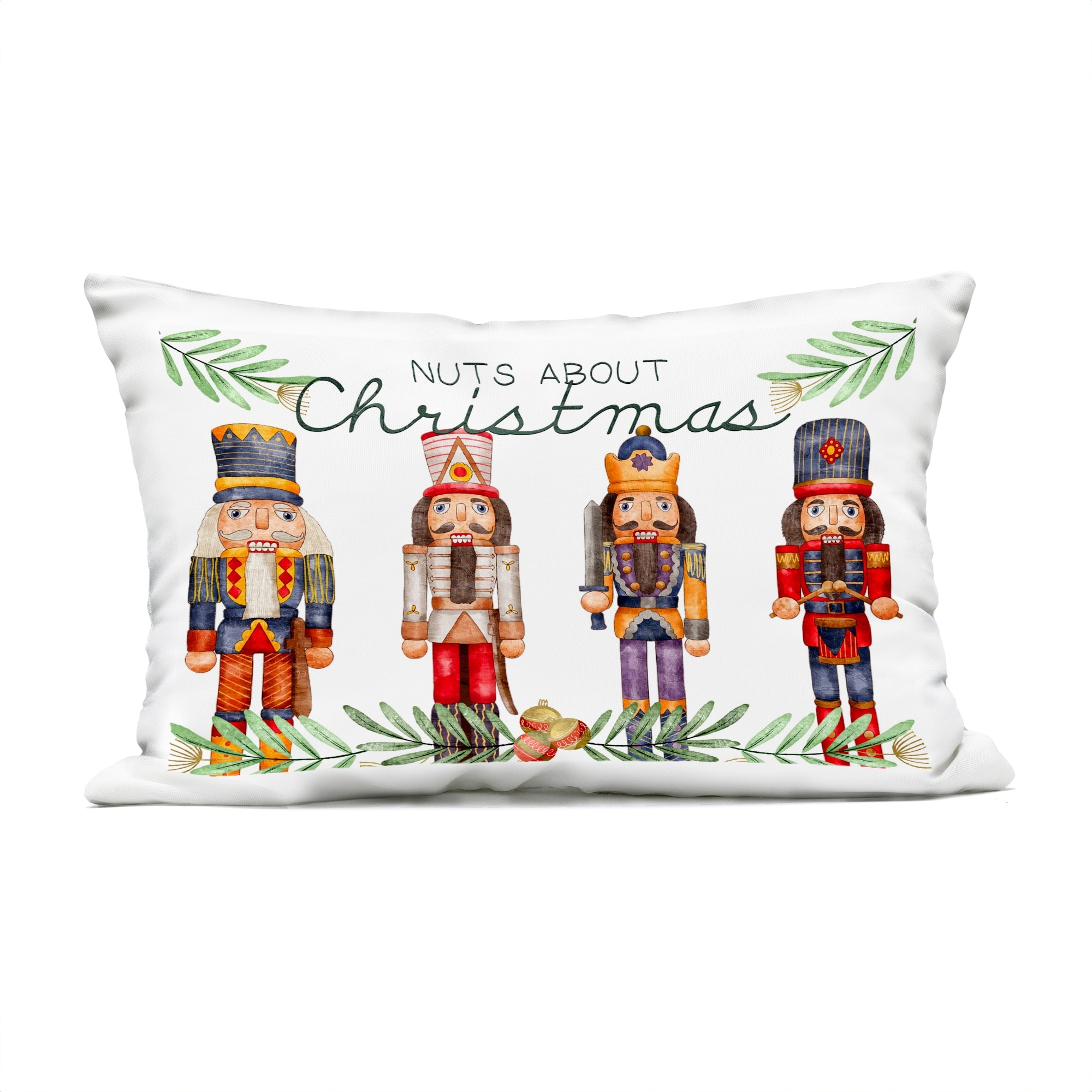 Stupell Nuts About Christmas Nutcrackers Printed Outdoor Throw Pillow Design by Kim Allen