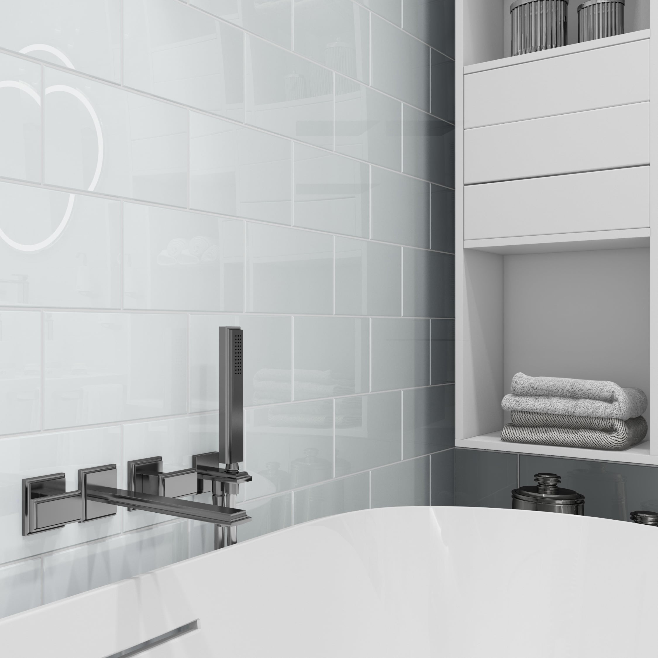 Bright White 6x12 Glass Subway Tile - Overstock - 32301319