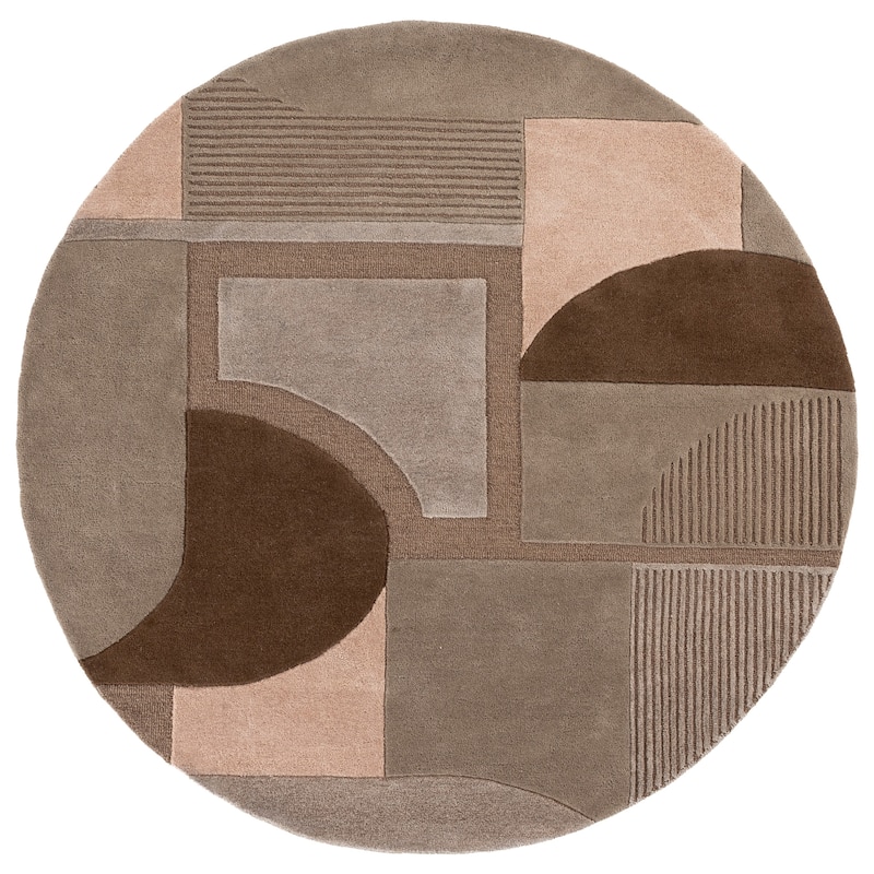 SAFAVIEH Handmade Fifth Avenue Threasa Mid-Century Modern Viscose Rug - 6' Round - Brown/Beige