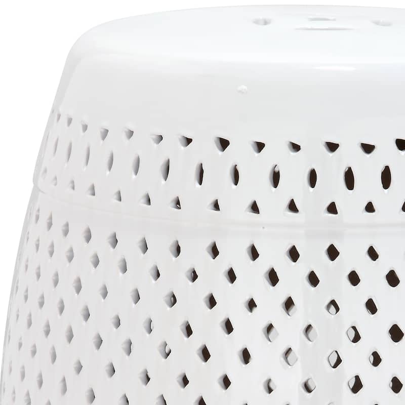SAFAVIEH Paradise Sevdije Courtyard White Ceramic Decorative Garden Stool