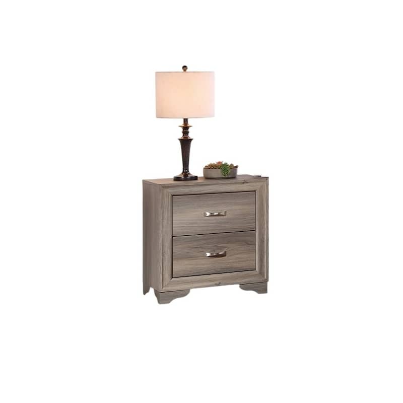 Modern 1pc Nightstand Wooden Bedside Table 2- Drawers Bedroom Furniture