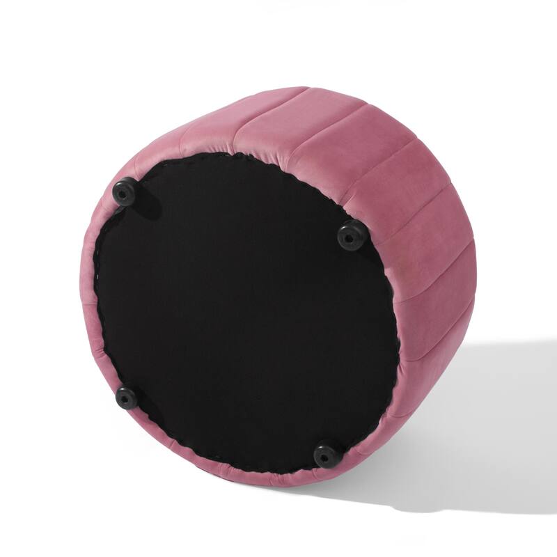 Modern Round Velvet Storage Ottoman Footrest Footstool