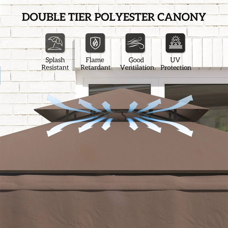 8' x 5' Outdoor Grill Gazebo Shelter with Side Awning