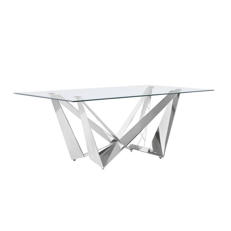 Best Quality Furniture D400/1-SC330-7 Dining Set with 78" 12mm Glass with Bevel