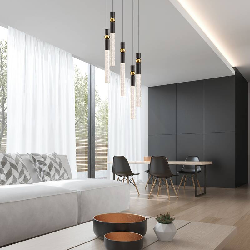 5-Light LED Crystal Pendant Light Fixture for Kitchen Island