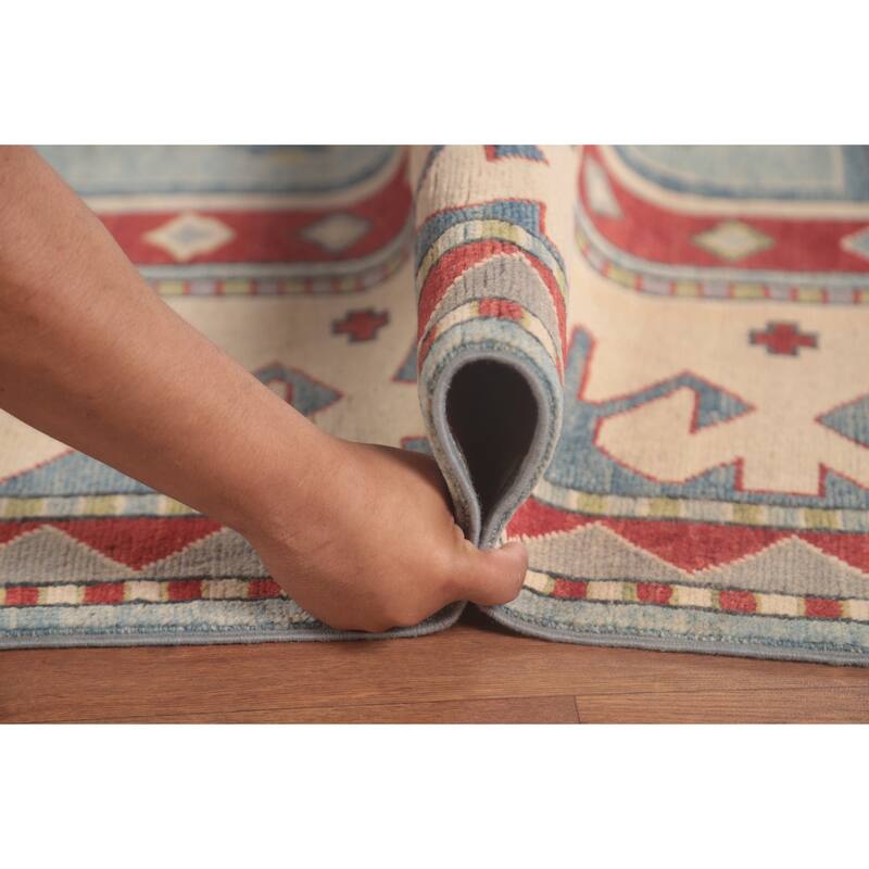Geometric Kazak Oriental Area Rug Handmade Traditional Wool Carpet - 6'11" x 9'5"