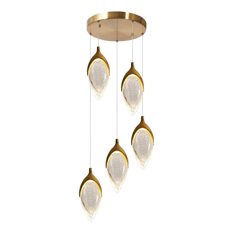 Modern LED Gold 5-Light Cluster Chandelier Island Lights for Kitchen Island Stairwell