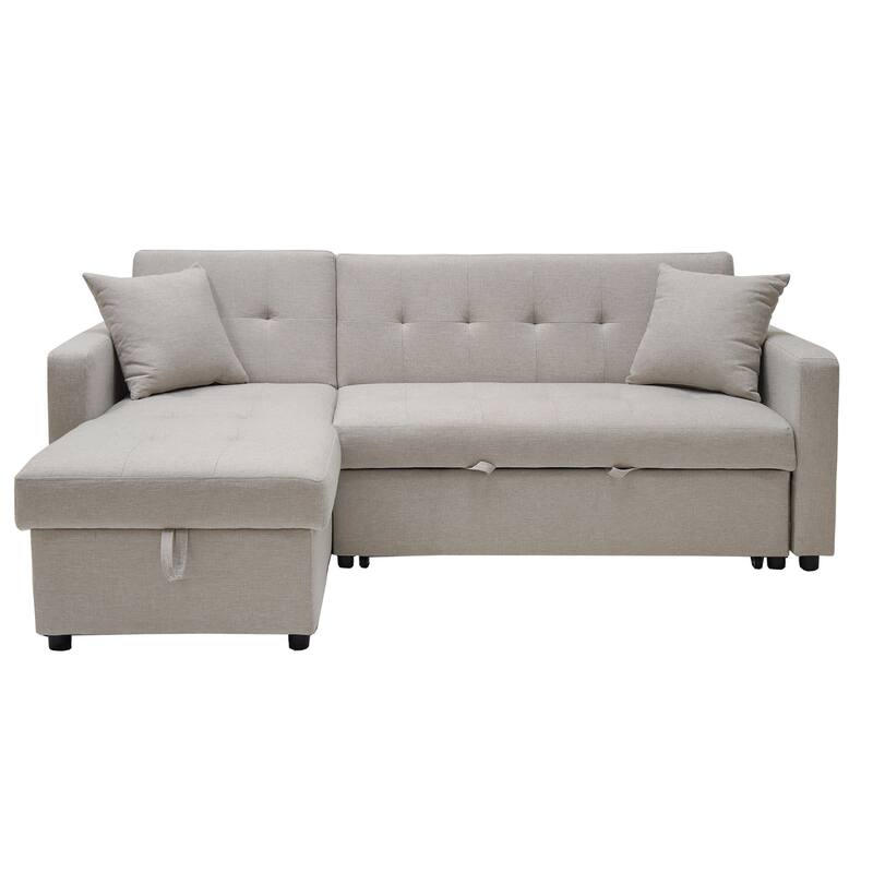 Convertible Linen Sleeper Sofa Couch with Storage Bedroom Futon Loveseat Sofa Bed