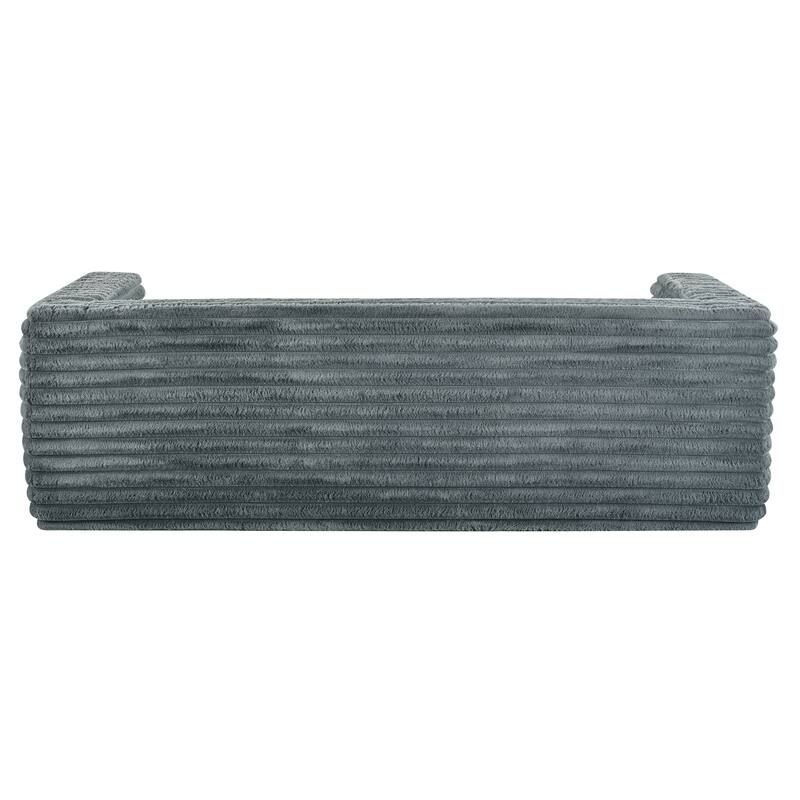 89" Grey Fabric Corduroy 3-Seat Sofa, No Assembly Required