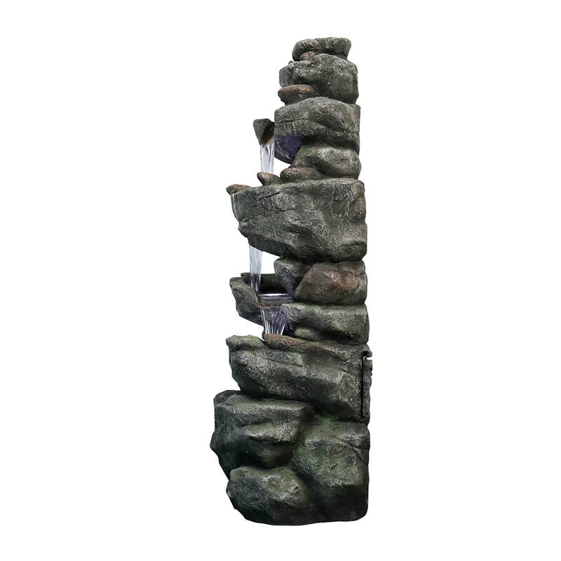 Outdoor Relaxing Water Fountain -6-Tier Outdoor Fountain w/LED Light