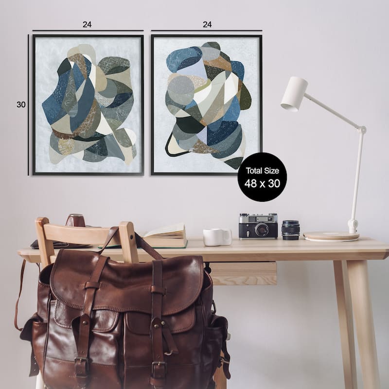 Stupell Neutral Geometric Patterns Framed Giclee Art Design By Coco Good (Set of 2)