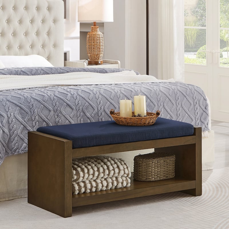40in Accent Bench with Lower Shelf Shoe Rack