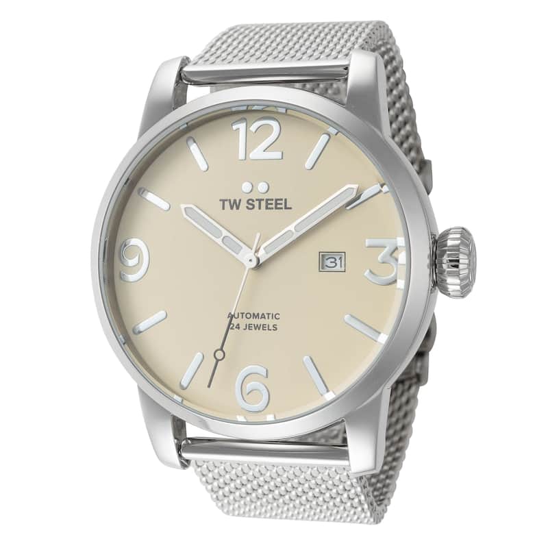 TW Steel Men's Maverick 48mm Automatic Watch TWS-MB6 - Beige - N/A