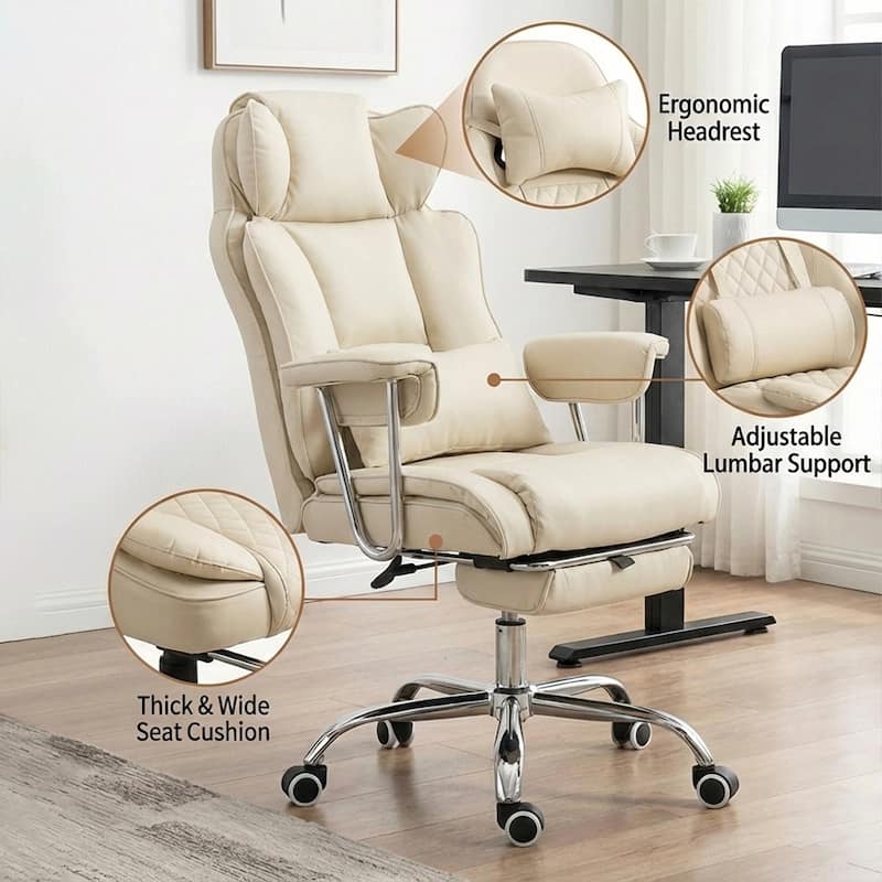 Ergonomic High-Back Office Chair with Footrest