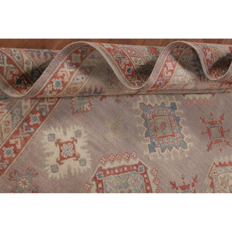 Geometric Kazak Oriental Area Rug Hand-Knotted Home Decor Wool Carpet - 8'1" x 9'10"