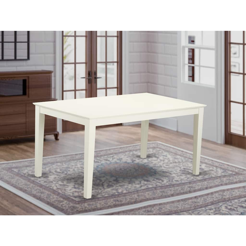 Rectangular Dining Table 36x60 Linen White Solid Wood Table Modern Kitchen Table - 60