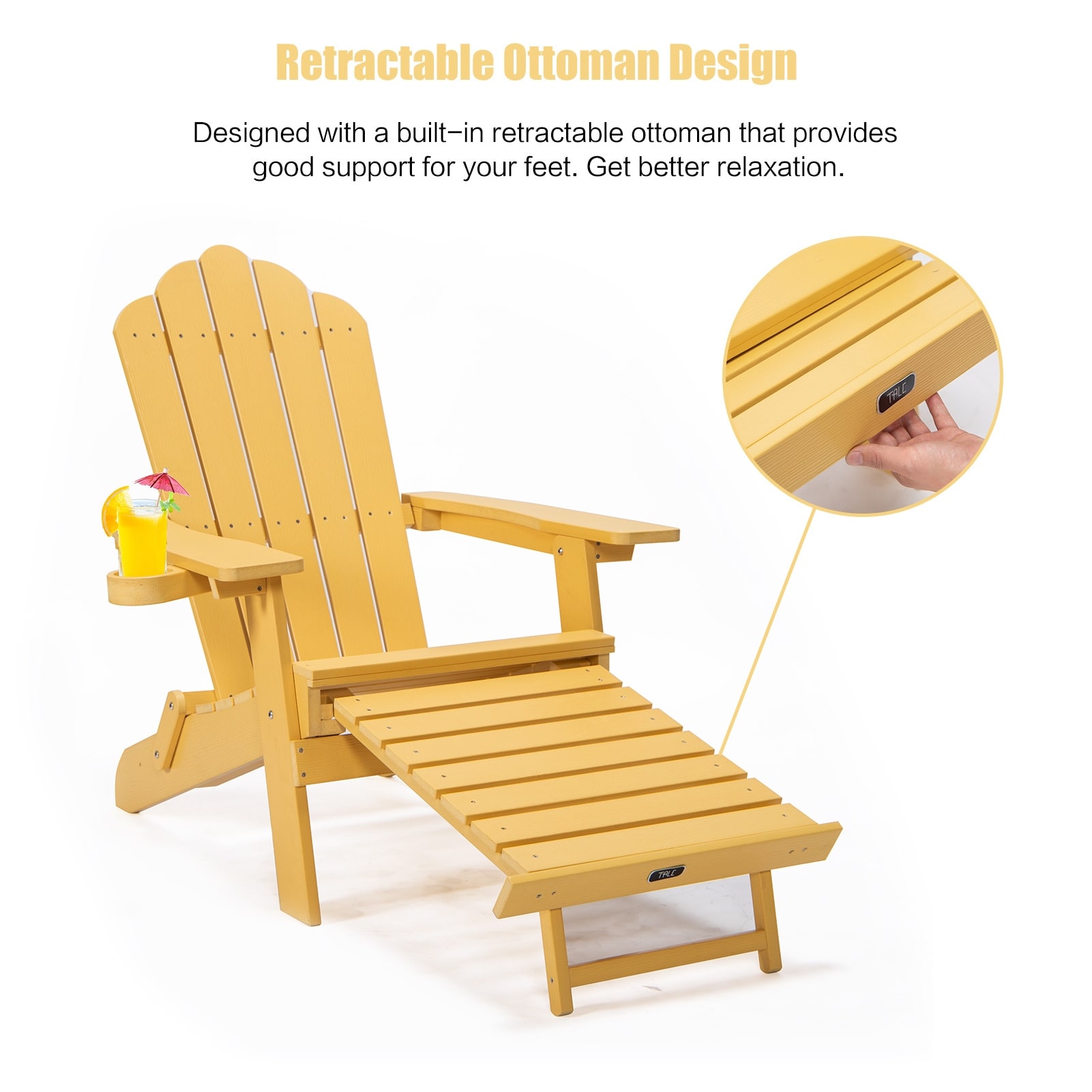 Adirondack chairs with retractable ottoman store