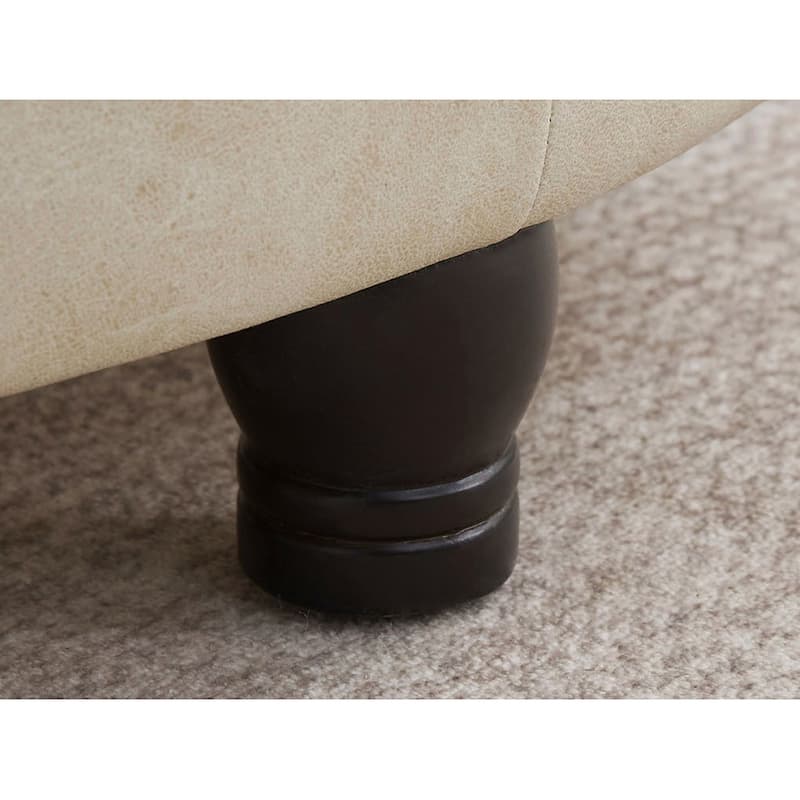 Tufted Round Storage Ottoman, Faux Leather