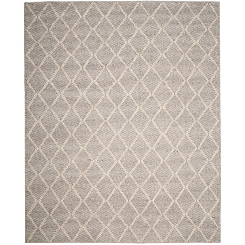 SAFAVIEH Handmade Natura Metje Wool/ Viscose Trellis Rug - 6' x 9' - Silver/Ivory