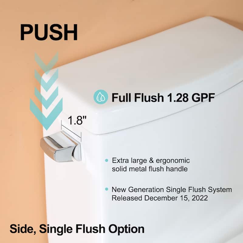 HOROW 1-Piece 1.28 GPF Compact Elongated Toilet in White with Comfort Height and Soft-Close Seat Included - N/A