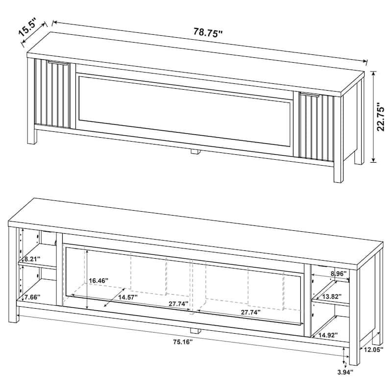 Carey 79-Inch TV Stand Fireplace Media Console Dark Pine