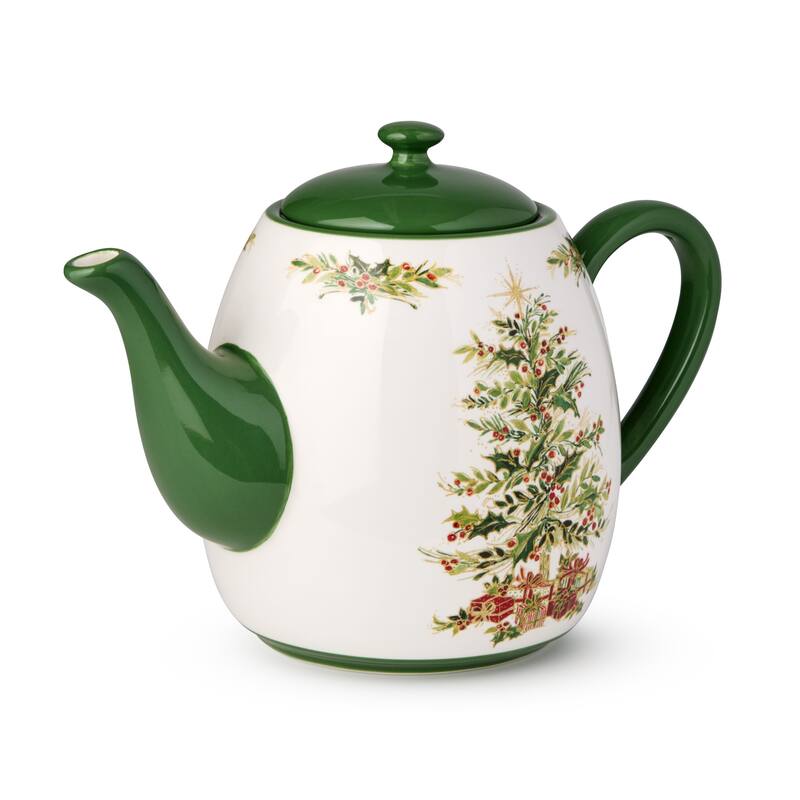 Certifed International Holly Tree Ceramic Teapot 36oz - 9 L x 5.25 W x 6.5