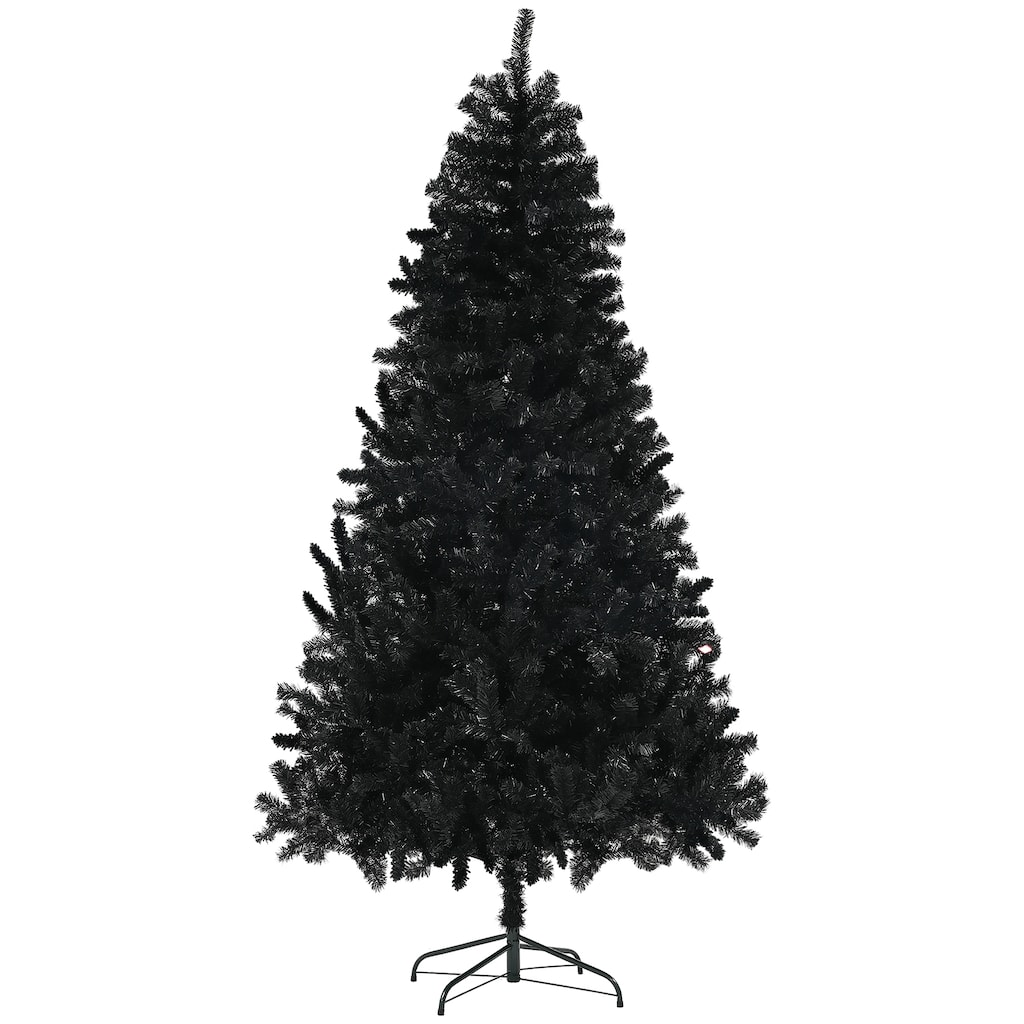 HOMCOM Unlit Artificial Christmas Tree - Auto Open, Steel Base, Black, Home Office Decor - Black