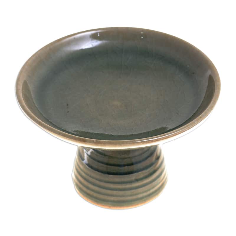 Novica Handmade Riverbank Footed Ceramic Plate