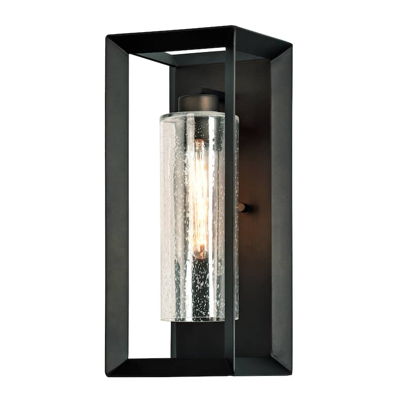 1-Light Dark Bronze Finish Outdoor Wall Light with Clear Seeded Glass - Dark Bronze - Dark Bronze