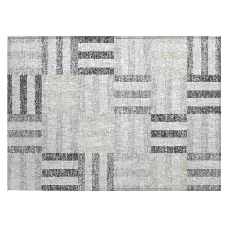 Machine Washable Indoor/ Outdoor Modern Hatch Chantille Rug