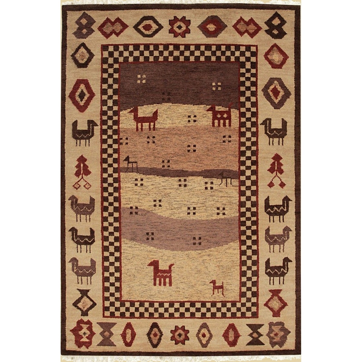 Hand-knotted Wool Beige Traditional Modern Modern Knot Rug - 6' x 9'