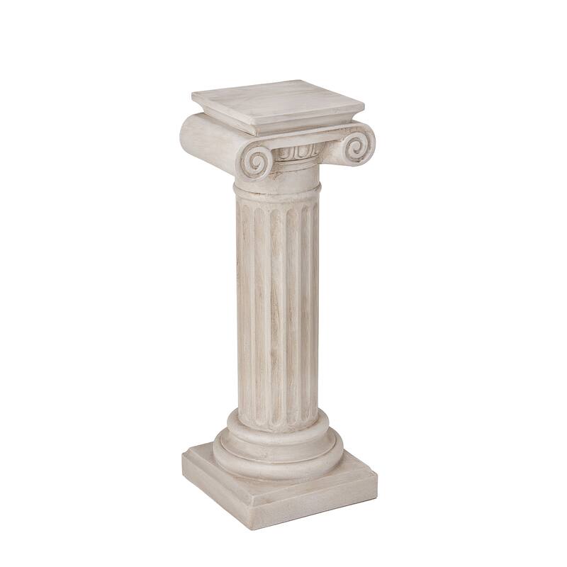 Christopher Knight Home -Saffron Outdoor Handcrafted Greco-Roman MGO Pedestal Column Stand, Fluted Detailed Design - 39.3"H